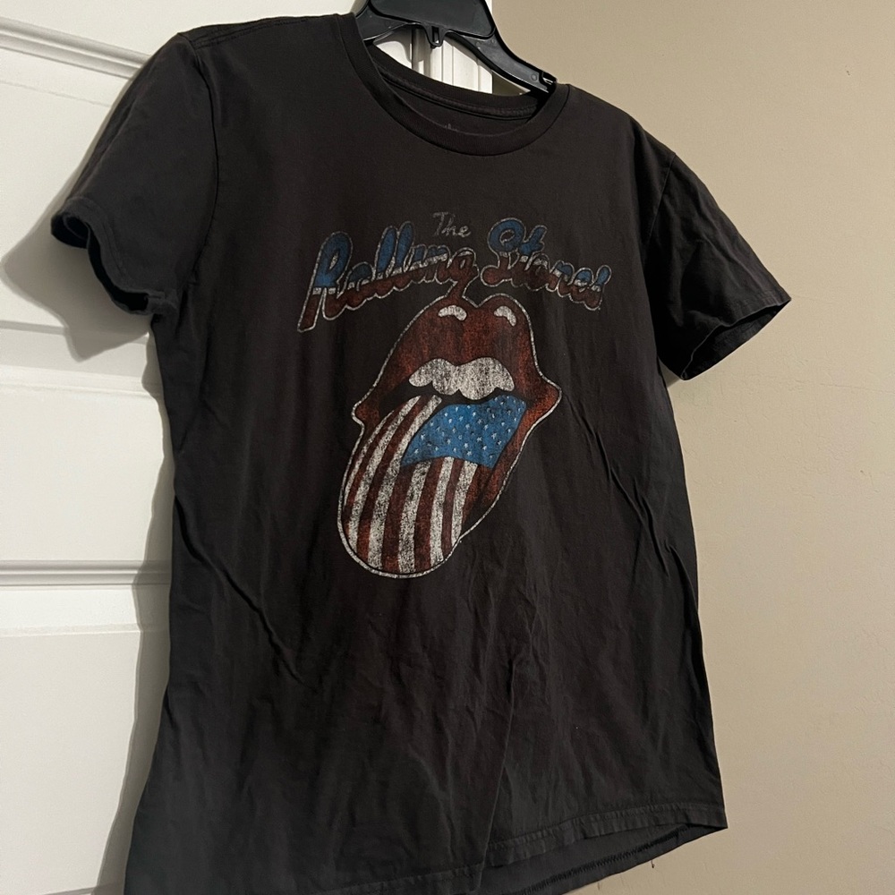 The Rolling Stones Black Tee with Iconic Tongue Graphic